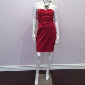 Strapless Red Bow Cocktail Dress
